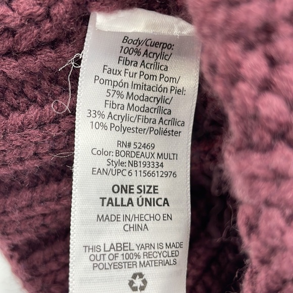 Bordeaux Multi Color Knit Hat Pom on Top - Picture 8 of 8